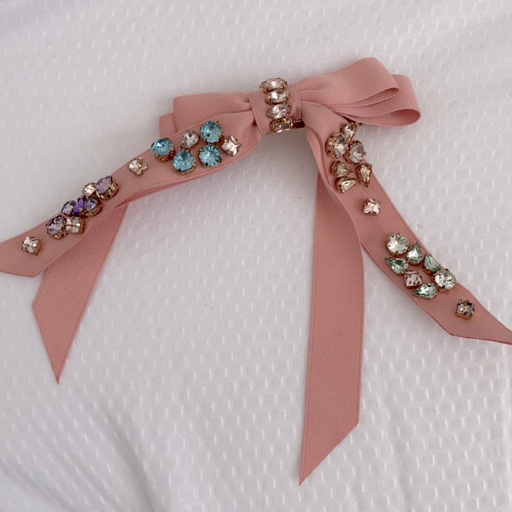 J. Crew Jeweled Bow Hair Accessory Pink